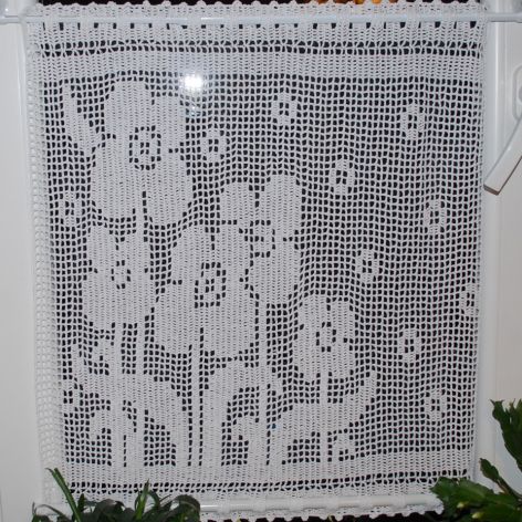 Łąka w moim w oknie - zestaw dekoracyjny na okno, rękodzieło na szydełku