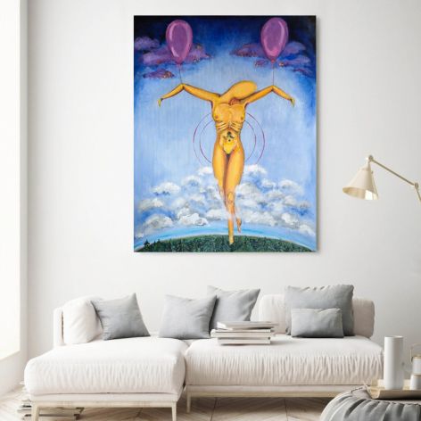 Obraz ręcznie malowany własnoręczny pt. "Lot" 80x60cm 
