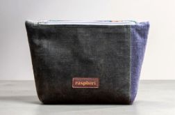 Zielono-szara kosmetyczka MAXI z weluru