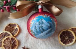 Ręcznie malowana bombka "zimowe Tatry" (1), 10 cm