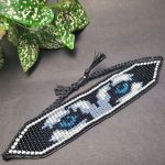 Bransoletka uniseks "Oczy" pies Husky z koralików szklanych Preciosa - Bransoletka uniseks "Oczy" pies Husky z koralików szklanych Preciosa