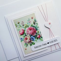 Kartka na ślub romantyczna z bukietem róż 