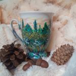 Ręcznie malowany kubek sowa i baśniowy las 300 ml. - ręcznie malowane