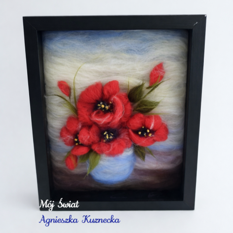 Bukiet maków - filcem malowany