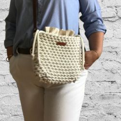 Mała damska torba na ramię, mała torebka, kolor ecru