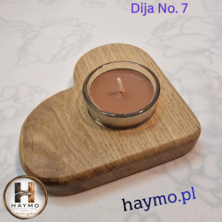 Świecznik drewniany dębowe serce artystyczne Dija No. 7