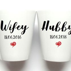 KUBKI ŚLUBNE Latte WIFEY/HUBBY