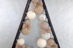 Drewniana brązowa choinka LED Hand Made