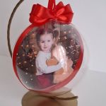 Bombka ze zdjęciem 10cm na stojaku - Z boku
