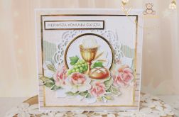 Kartka pamiątka I Komunii "RoseWine5" GOTOWA