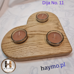 Świecznik drewniany dąb serce brązowe smugi, Dija No. 11