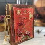 Czerwony kwiatowy pamiętnik album ręcznie robiony - ręcznie robione prezenty