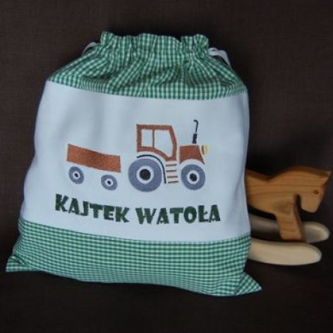 Worek na kapcie/strój "Mały rolnik na zielono"