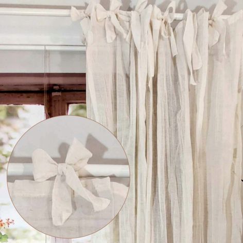 Zasłona lniana gotowa do pokoju do salonu boho troki 150/250cm