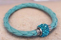 Bransoletka rzemykowa niebieskie cyrkonie