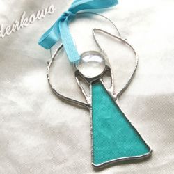 Aniołek turkusowy- technika Tiffany'ego