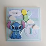 Personalizowana kartka urodzinowa Stich z balonami - Personalizowana kartka urodzinowa Stich z balonami