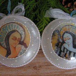 Bombki/medaliony na choinkę z wizerunkami Aniołów – 2 szt.
