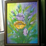 Obraz malowany akrylem -kwiaty fioletowe - obraz akrylowy