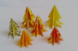 Zestaw choinek z papieru żółto- pomarańczowy las
