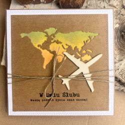 134,kartka na ślub w szczęśliwą podróż do koperty z samolotem