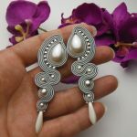 Soutache sutasz kolczyki siwe srebrne szare - kolczyki sutasz
