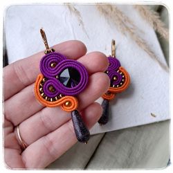 Kolczyki sutasz soutache Fioletowy 