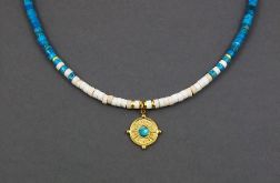 Naszyjnik turkusowo biały.