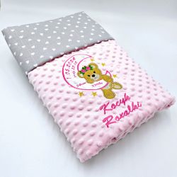 Kocyk dla dziecka haftowane imię metryczka 