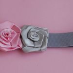 Opaska niemowlęca "Róż z szarym" - 