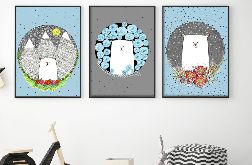 Zestaw 3 ilustracji. Misie