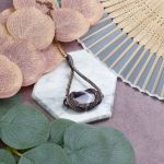 Miedziany wisiorek wire wrapping z ametystem #526 - 