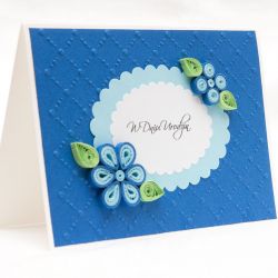Kartka urodzinowa, niebieska, quilling