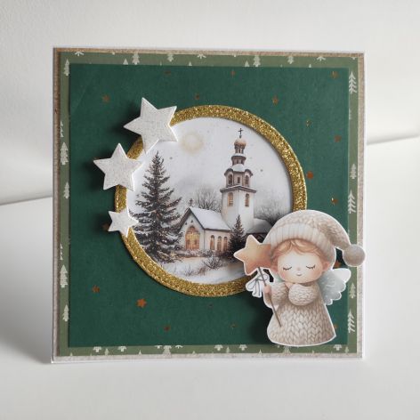 Kartka bożonarodzeniowa handmade z aniołkiem 1