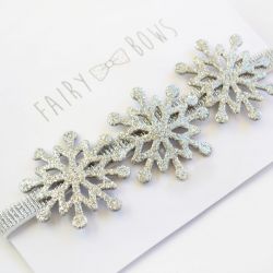 FairyBows opaska srebrne śnieżynki ŚWIĘTA