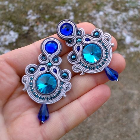 Kolczyki sutasz Szaro-niebieskie