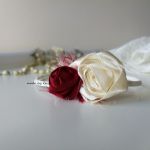 Opaska na chrzest dla dziewczynki ivory ecru - 2 róże