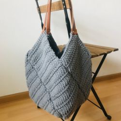 Duża torba ,szara torebka damska,siatka pleciona.. 