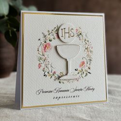 Ręcznie robione zaproszenia komunijne wzór 48A