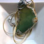 Surowy plaster agatu, zielony wisiorek - 