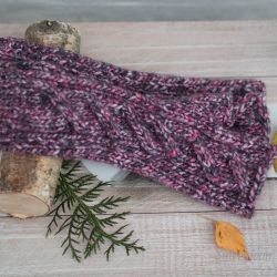 Długie mitenki z warkoczem melanżowe