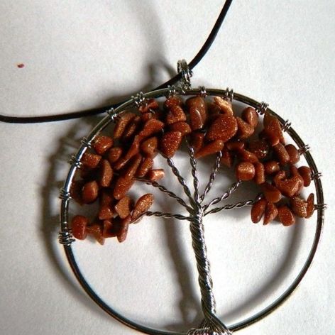 Wire wrapping, wisiorek-drzewo, kamienie