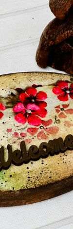 Dekoracyjny wieszak na ścianę z drewna, styl rustykalny ,z napisem