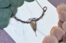 Miedziany naszyjnik wire wrapping z unakitem #497