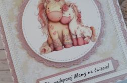 Kartka na Dzień Mamy z uroczymi konikami