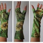 Rękawiczki mitenki kwiatowy wzór - 