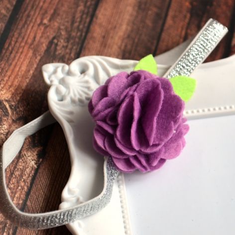 FairyBows opaska kwiatek 3D wrzosowy fiolet