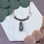 Miedziany naszyjnik wire wrapping z turkusem #500 - 