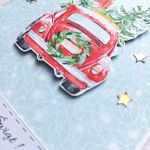 Kartka świąteczna - samochód z kopertą - Prawy bok