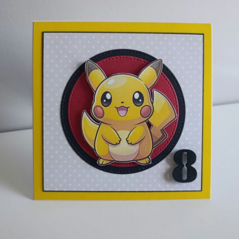 Kartka na urodziny ręcznie robiona Pokemon Pikachu
